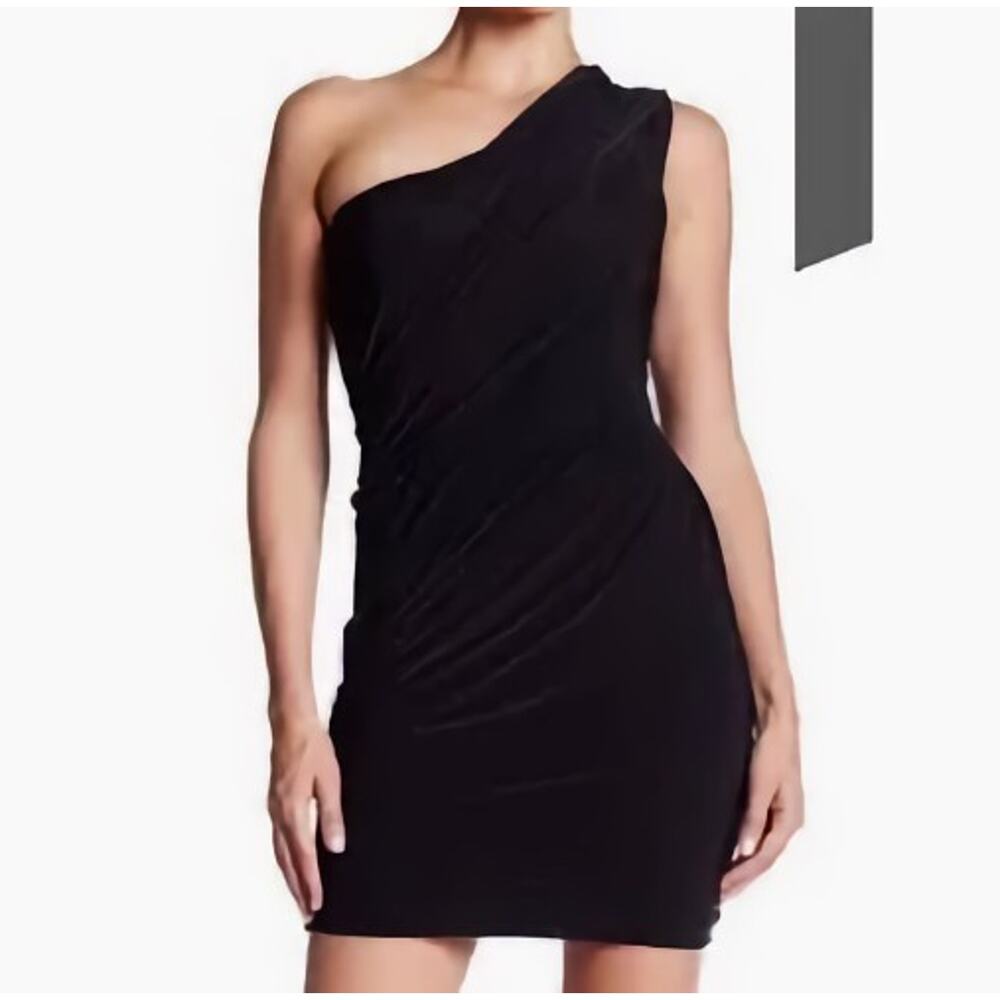 Soprano Dress Small Navy One Shoulder Mini Ruched
